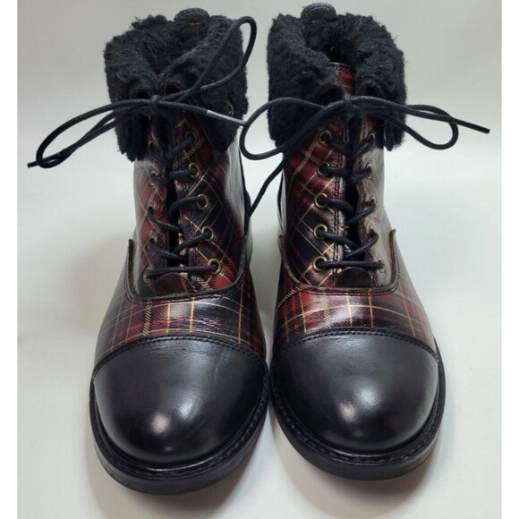 Patricia Nash Lia 2 Tartan Plaid Leather Ankle Boots‎ Sz 7 M - Picture 5 of 13
